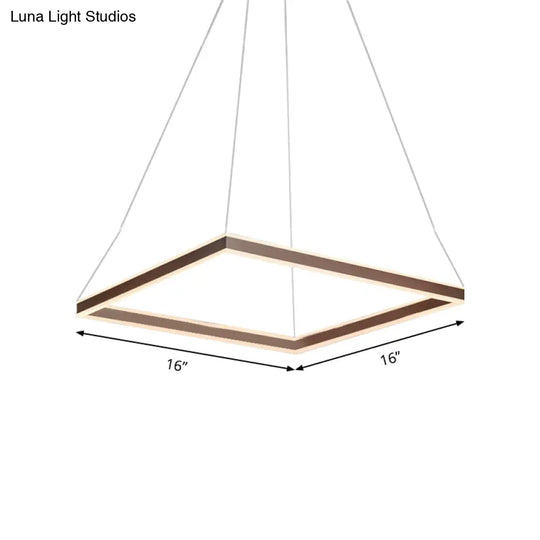 Modern Acrylic Square Ceiling Pendant Led Brown Chandelier Light In Warm/White