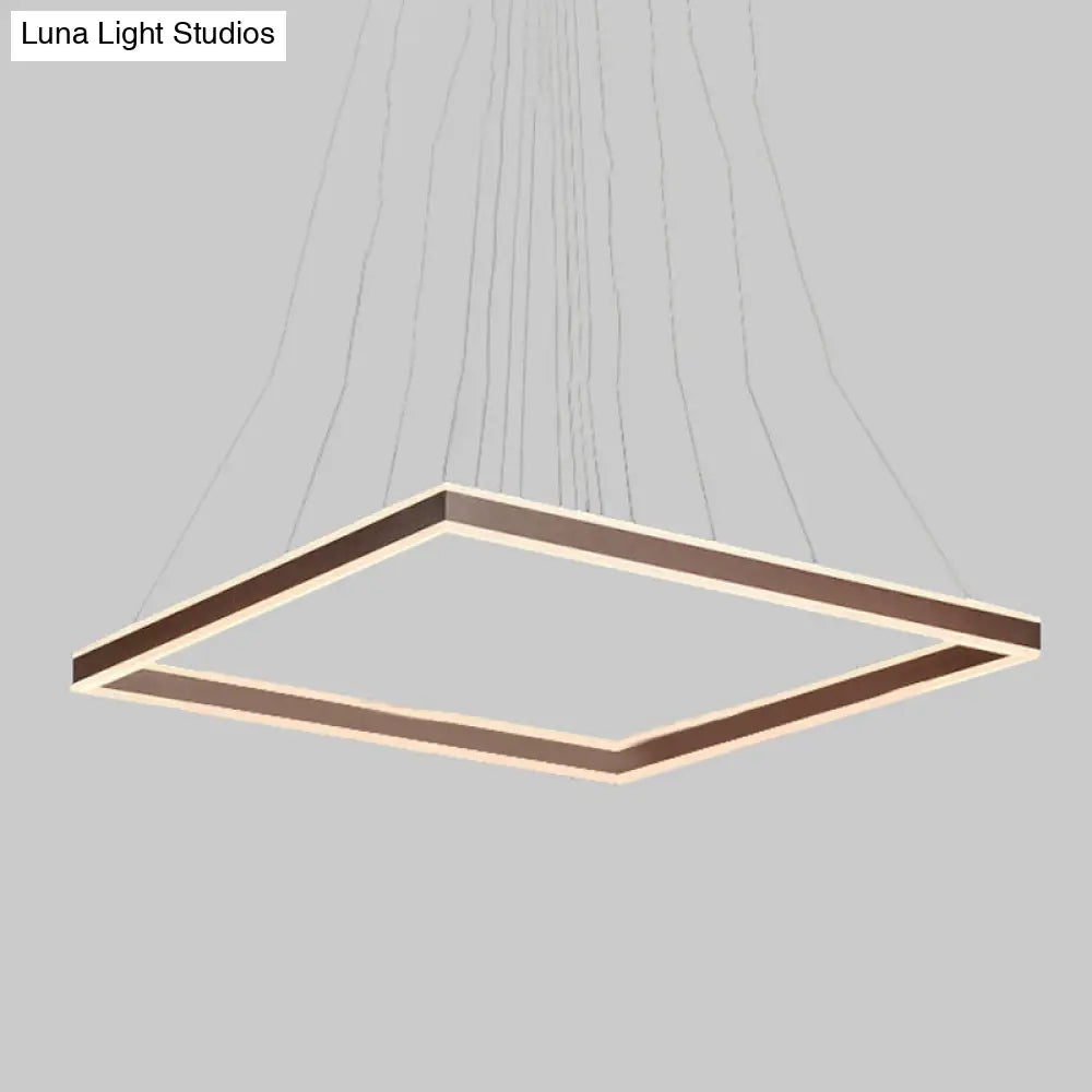 Modern Acrylic Square Ceiling Pendant Led Brown Chandelier Light In Warm/White