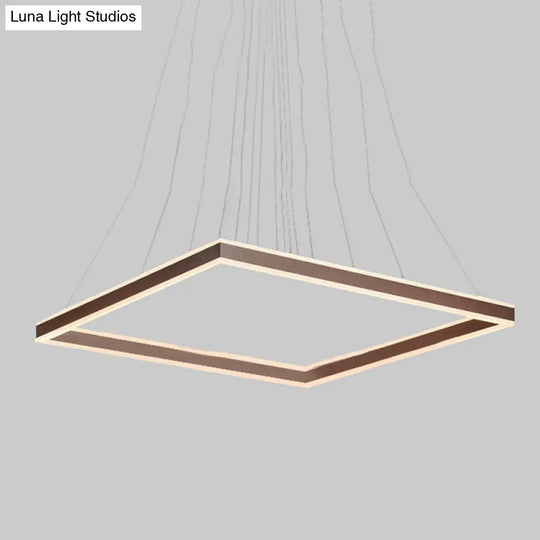 Modern Acrylic Square Ceiling Pendant Led Brown Chandelier Light In Warm/White