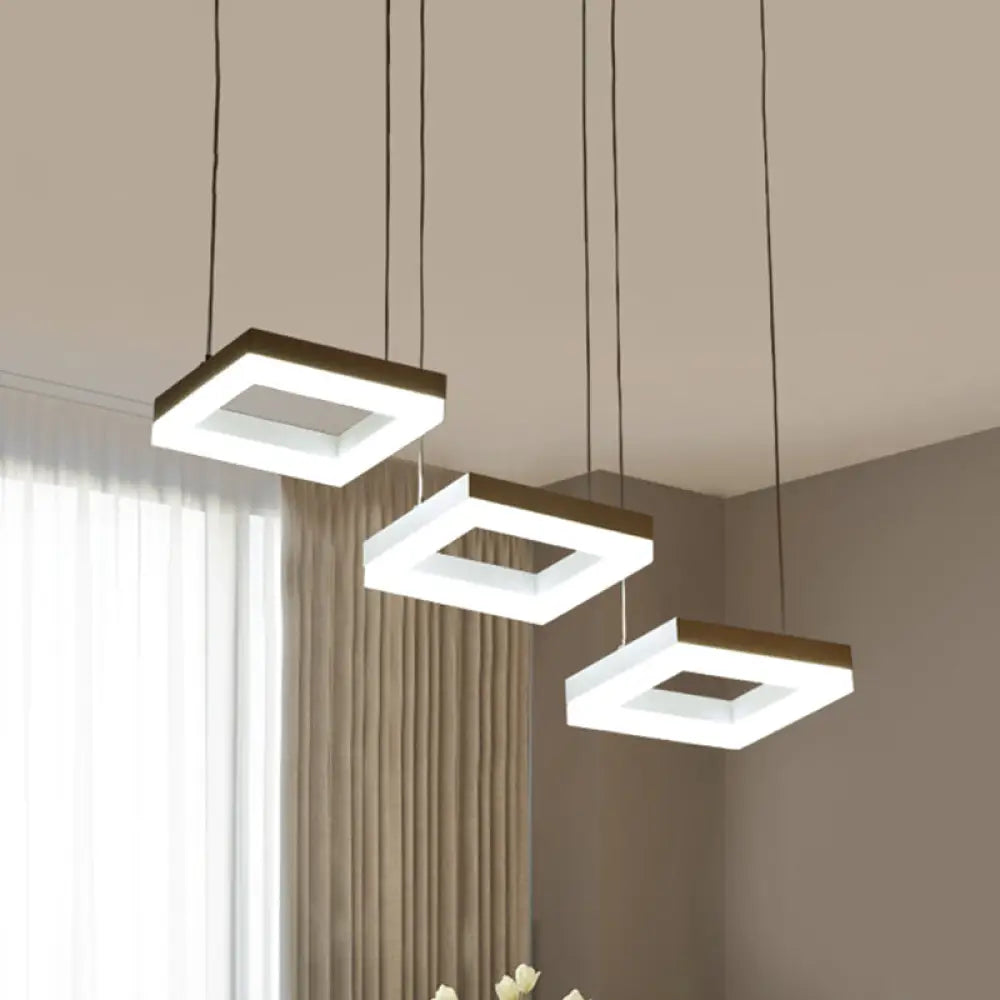 Modern Acrylic Square Chandelier - Black/White Pendant Light With 3 Bulbs Black-White