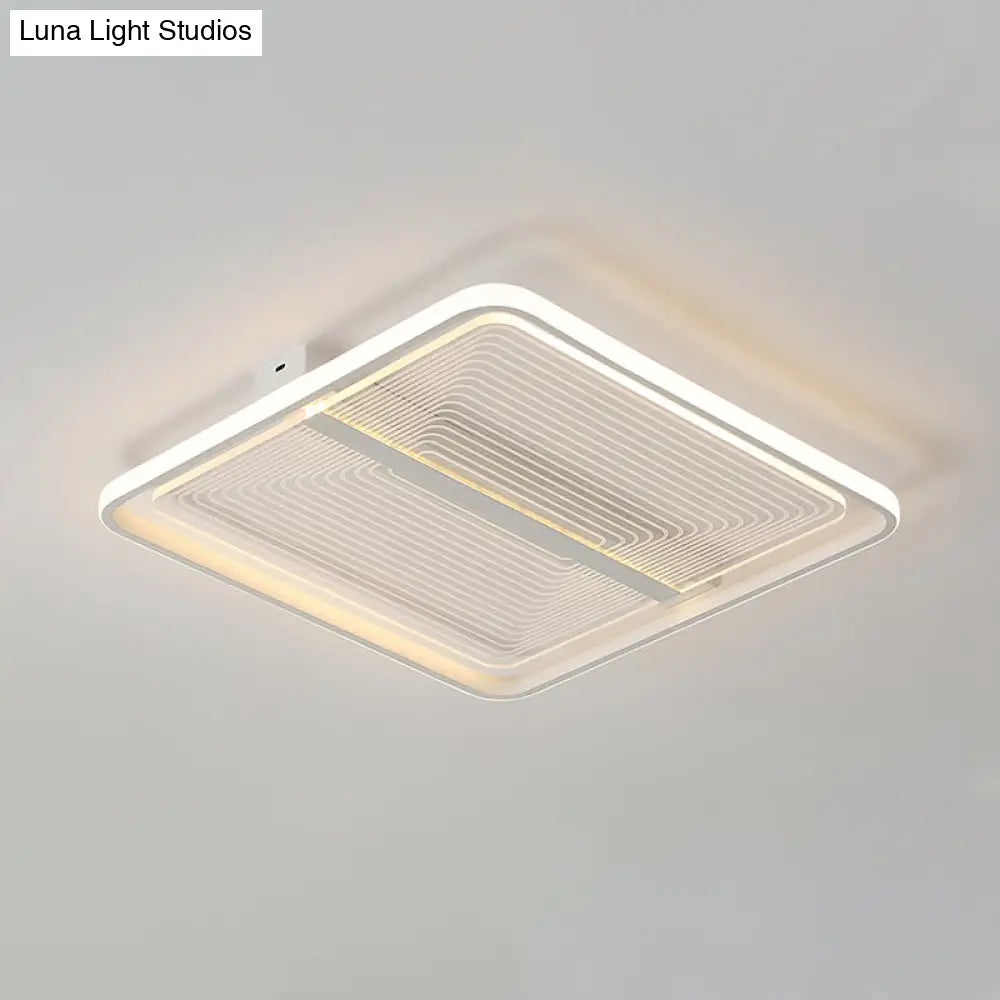 Modern Acrylic Square Flush Mount Lamp - White Ceiling Light Fixture With Warm/White