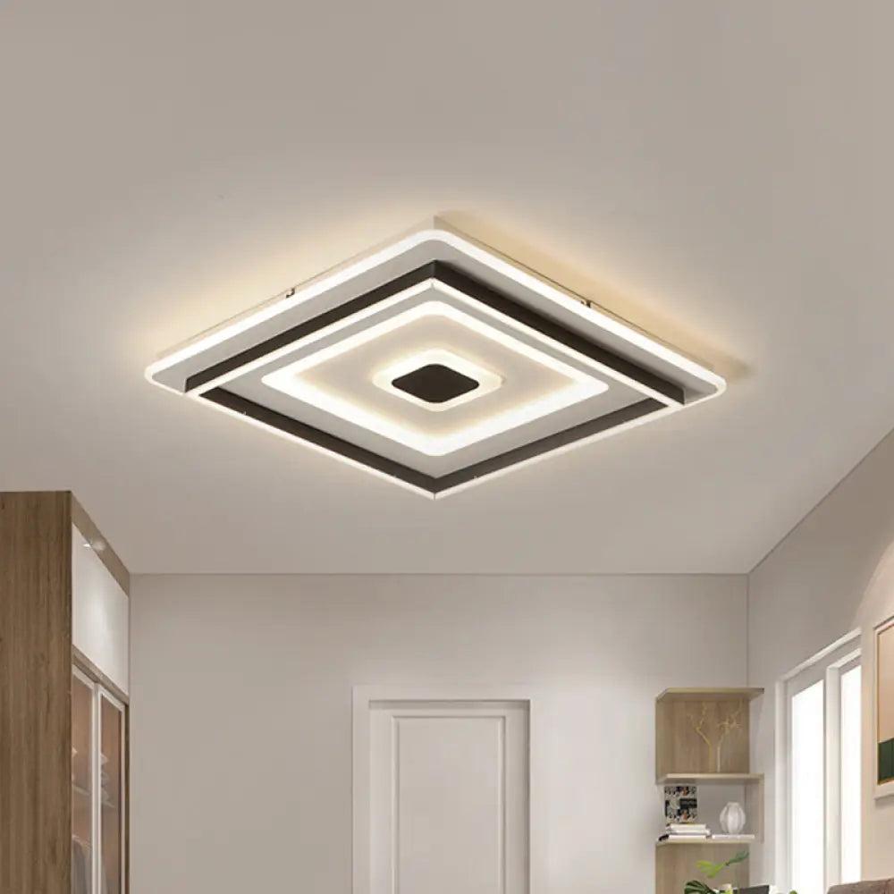 Modern Acrylic Square Flushmount Led Ceiling Light In Black - 18/21.5 Wide Warm/White / 18’ Warm