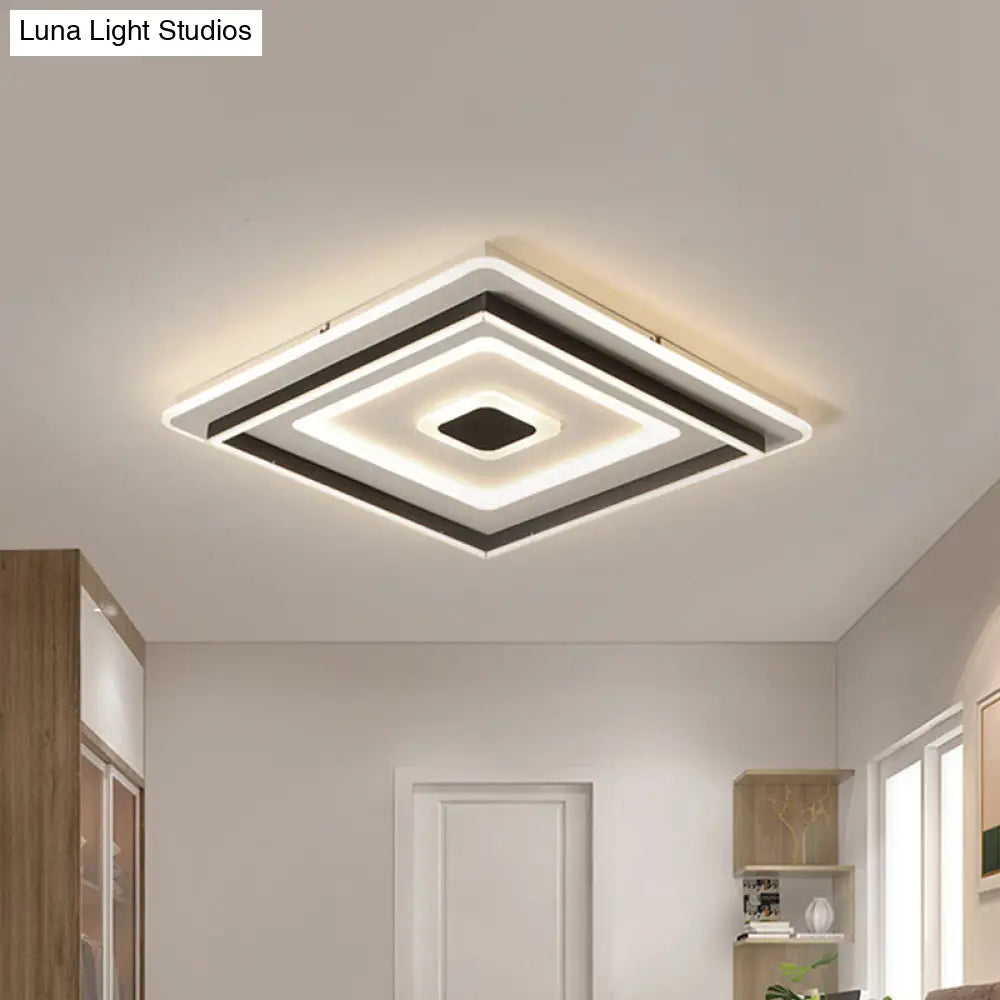 Modern Acrylic Square Flushmount Led Ceiling Light In Black - 18/21.5 Wide Warm/White / 18 Warm