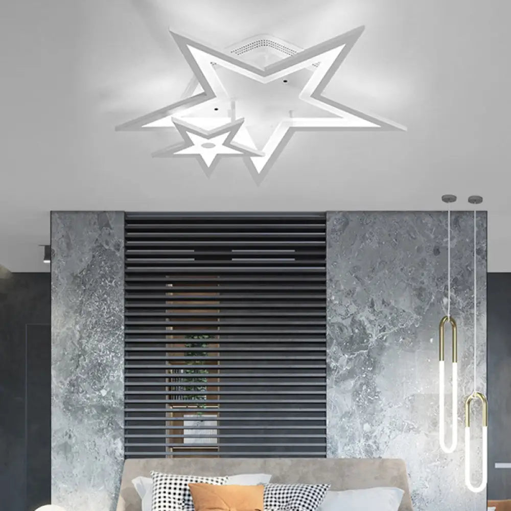 Modern Acrylic Star Led Ceiling Light - White Dining Room Fixture / 19.5’