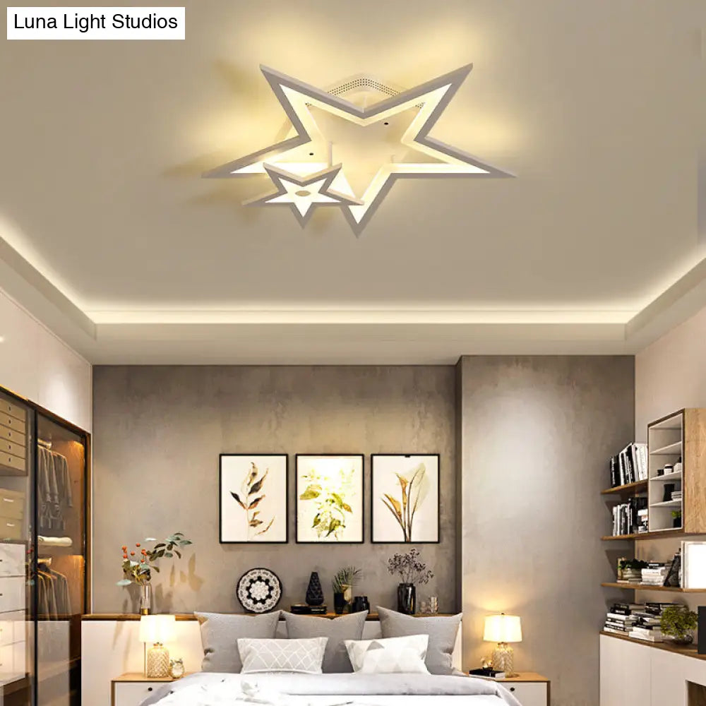 Modern Acrylic Star Led Ceiling Light - White Dining Room Fixture / 19.5 Warm