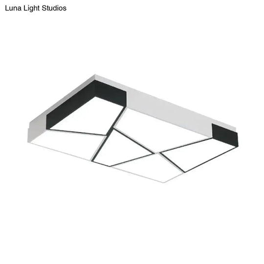 Modern Acrylic Tangram Led Flush Mount Light In Black And White With 3 Color Options