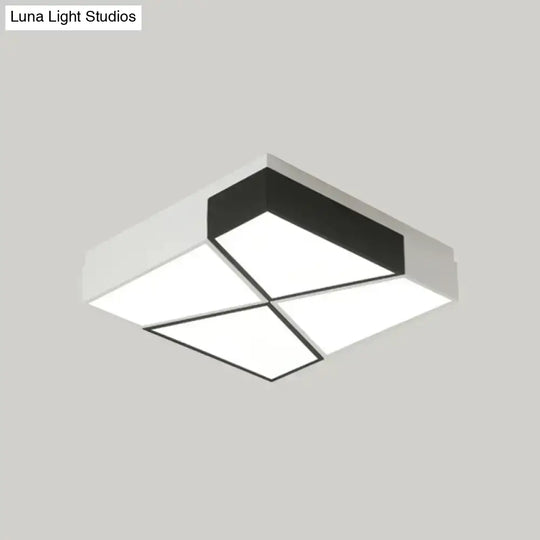 Modern Acrylic Tangram Led Flush Mount Light In Black And White With 3 Color Options