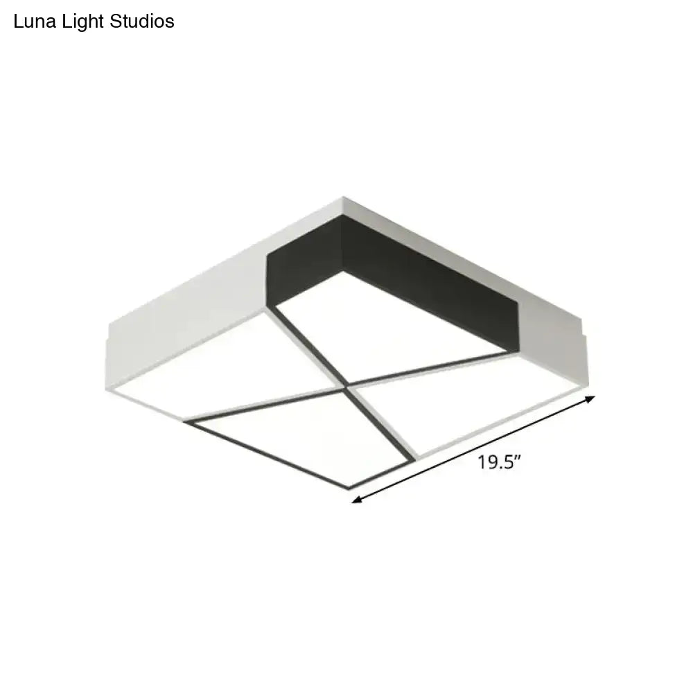 Modern Acrylic Tangram Led Flush Mount Light In Black And White With 3 Color Options