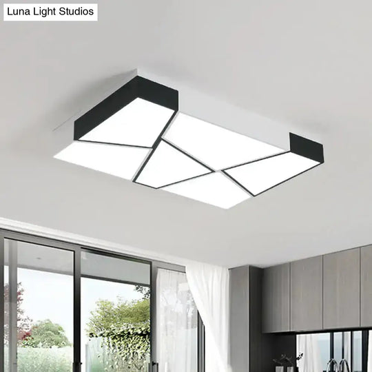 Modern Acrylic Tangram Led Flush Mount Light In Black And White With 3 Color Options