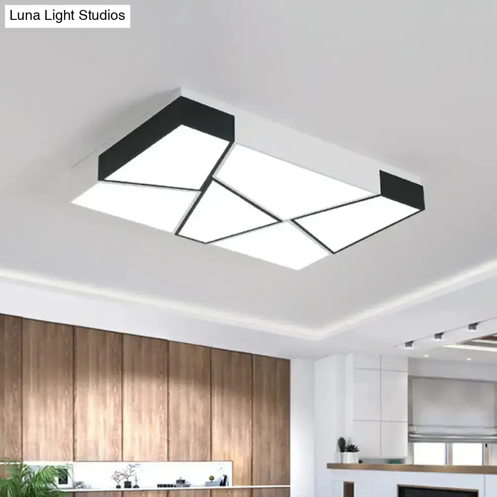 Modern Acrylic Tangram Led Flush Mount Light In Black And White With 3 Color Options