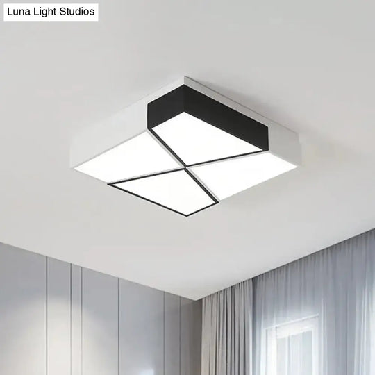 Modern Acrylic Tangram Led Flush Mount Light In Black And White With 3 Color Options