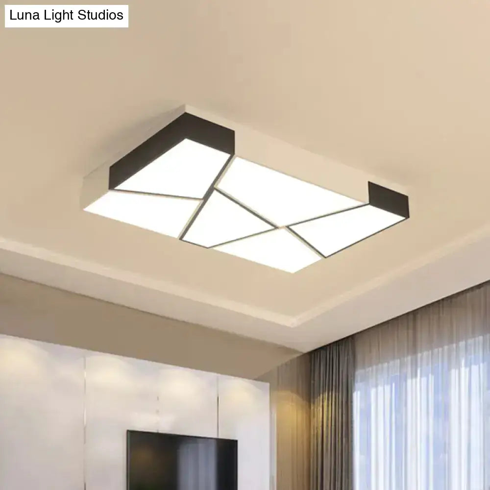 Modern Acrylic Tangram Led Flush Mount Light In Black And White With 3 Color Options