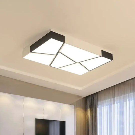 Modern Acrylic Tangram Led Flush Mount Light In Black And White With 3 Color Options / Rectangle