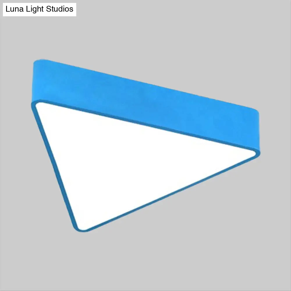 Modern Acrylic Triangle Ceiling Lamp - Led Flush Mount Lighting Fixture In Red/Yellow/Blue