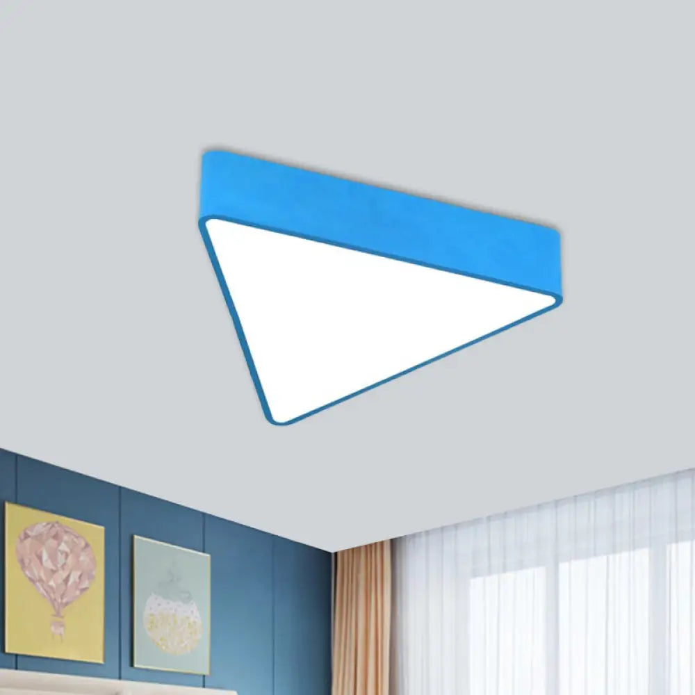 Modern Acrylic Triangle Ceiling Lamp - Led Flush Mount Lighting Fixture In Red/Yellow/Blue Blue