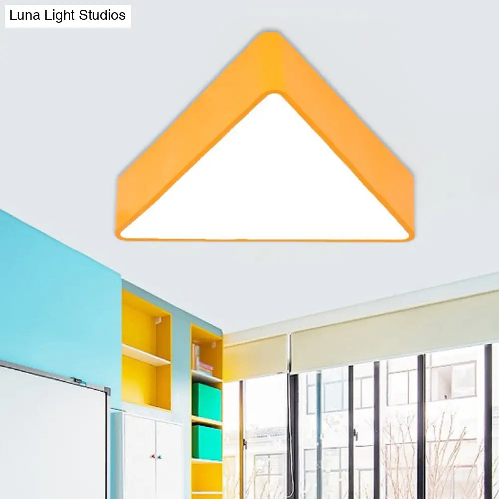 Modern Acrylic Triangle Ceiling Lamp - Led Flush Mount Lighting Fixture In Red/Yellow/Blue Yellow