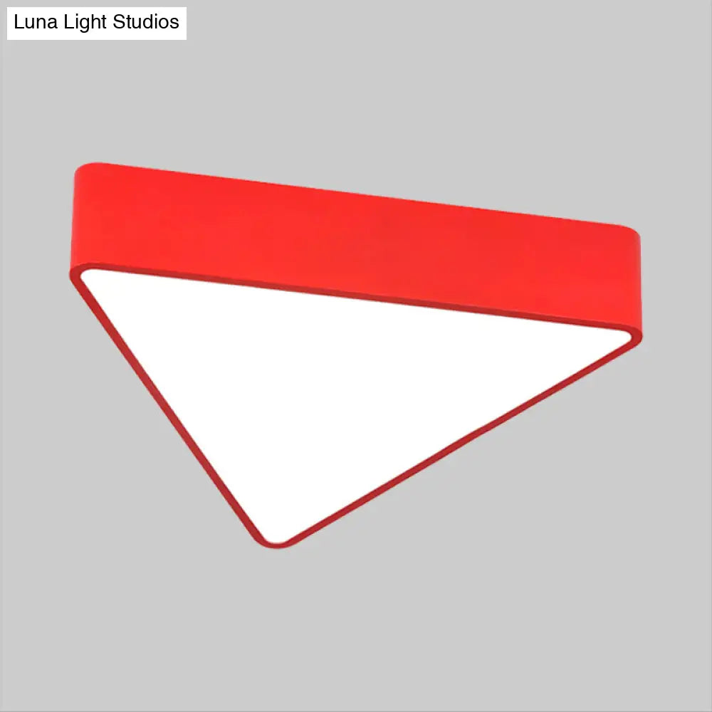 Modern Acrylic Triangle Ceiling Lamp - Led Flush Mount Lighting Fixture In Red/Yellow/Blue