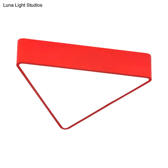 Modern Acrylic Triangle Ceiling Lamp - Led Flush Mount Lighting Fixture In Red/Yellow/Blue