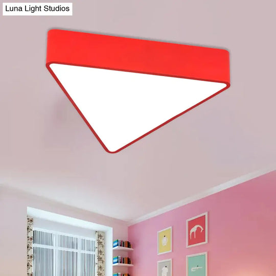 Modern Acrylic Triangle Ceiling Lamp - Led Flush Mount Lighting Fixture In Red/Yellow/Blue Red