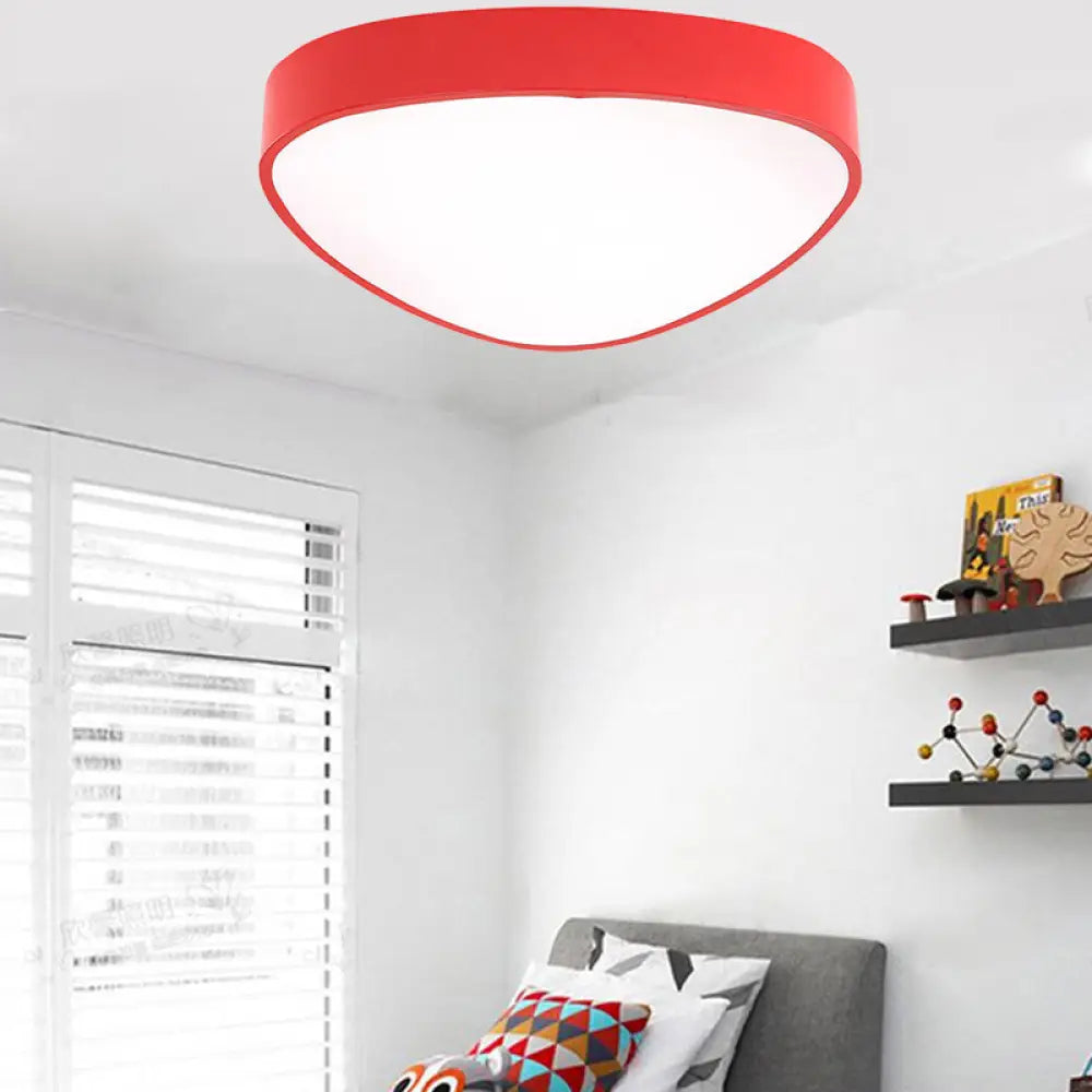 Modern Acrylic Triangle Ceiling Mount Light - Red/Blue/Yellow Led Flush Lamp 18’/23.5’ Dia