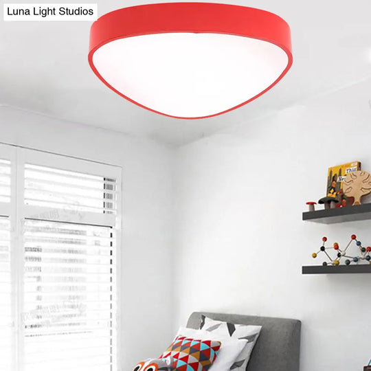 Modern Acrylic Triangle Ceiling Mount Light - Red/Blue/Yellow Led Flush Lamp 18/23.5 Dia Third