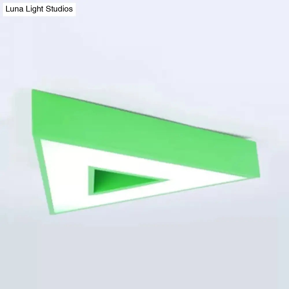 Modern Acrylic Triangle Flush Ceiling Light - Game Room Stylish Lamp Green / 19.5