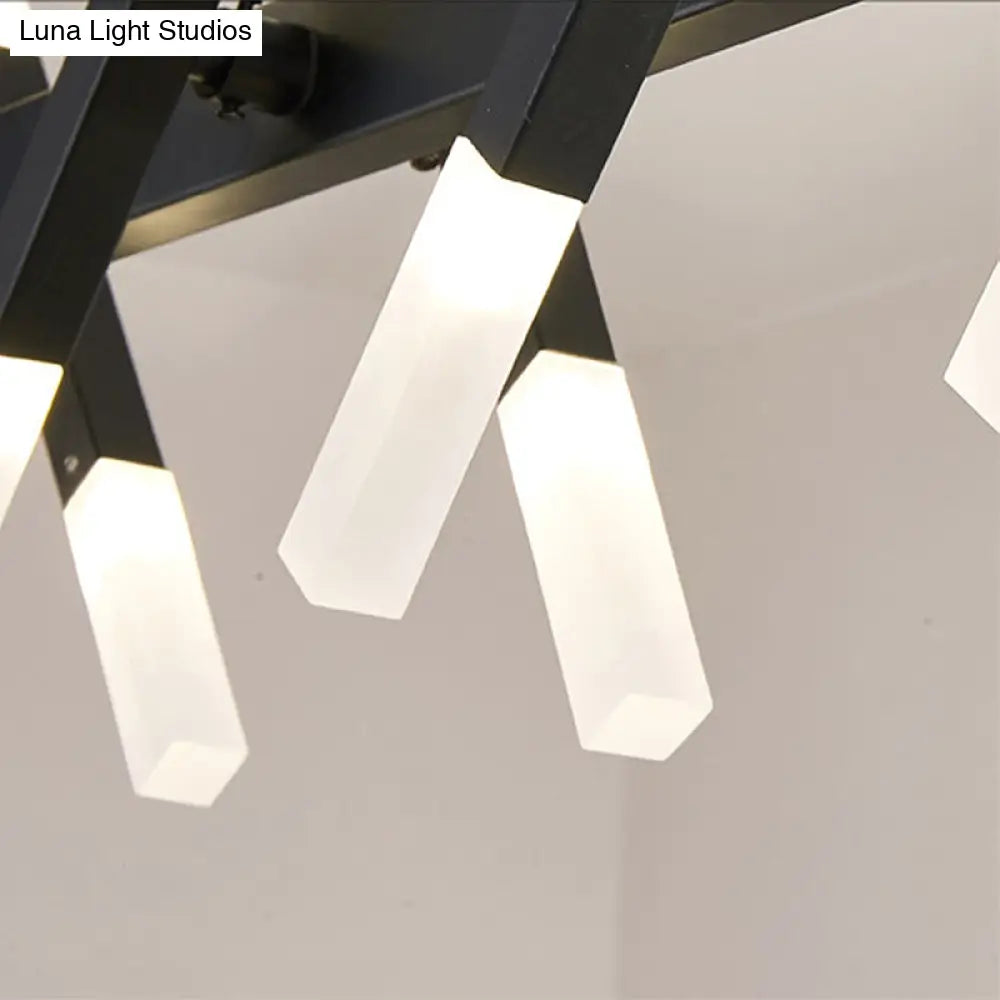 Modern Acrylic Tube Island Pendant Light - 16/20 Lights Black/White/Gold Dining Room Ceiling