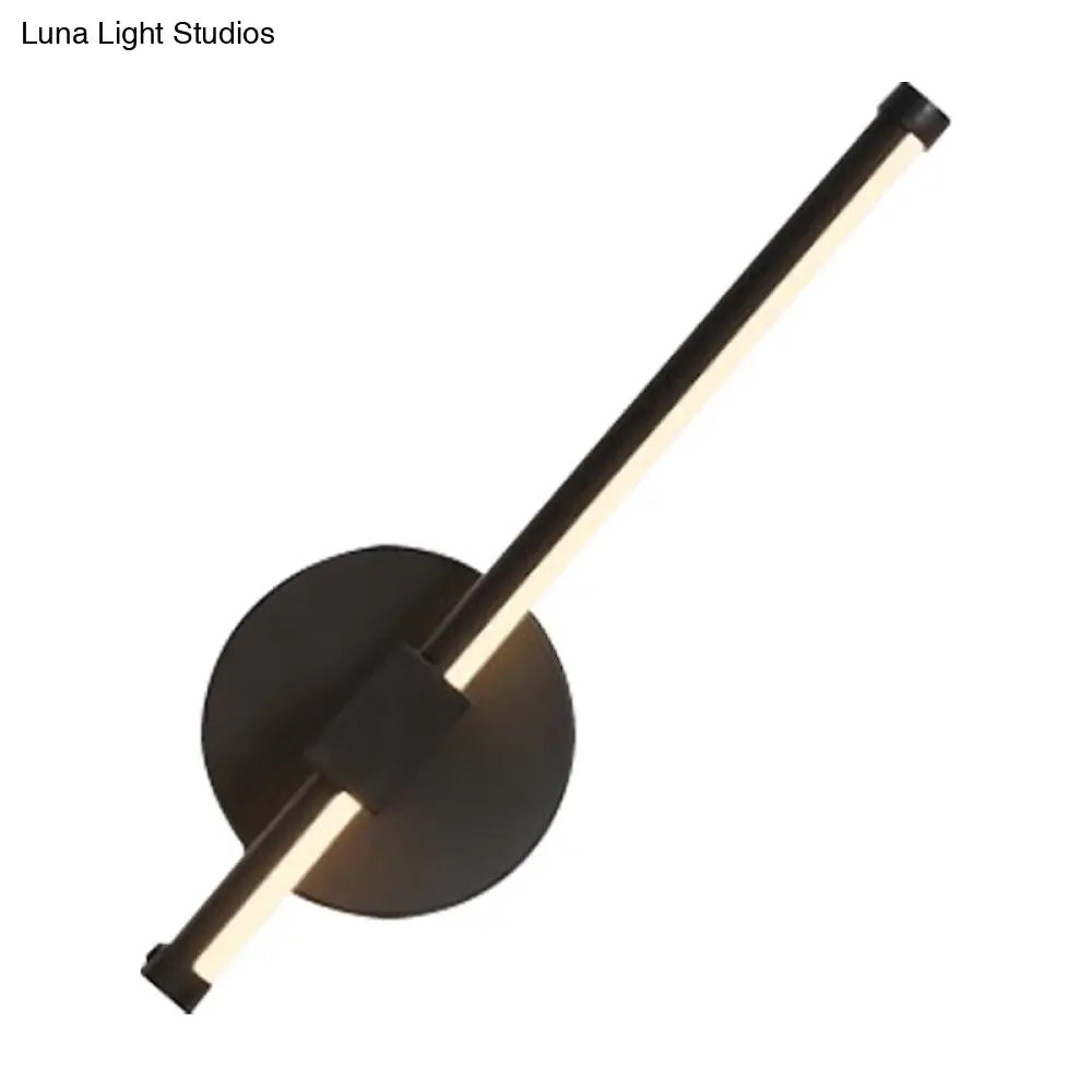 Modern Acrylic Tube Led Wall Lamp: Black Sconce Light With Metal Backplate Warm/White