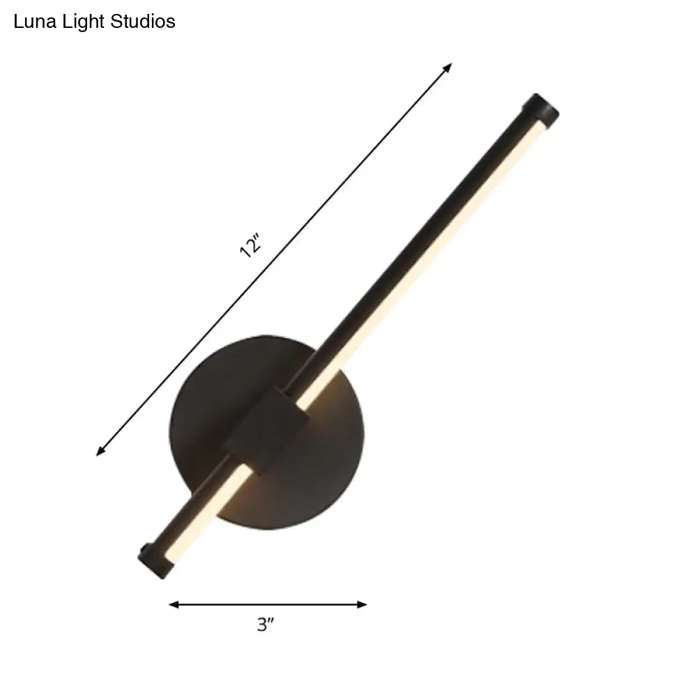 Modern Acrylic Tube Led Wall Lamp: Black Sconce Light With Metal Backplate Warm/White