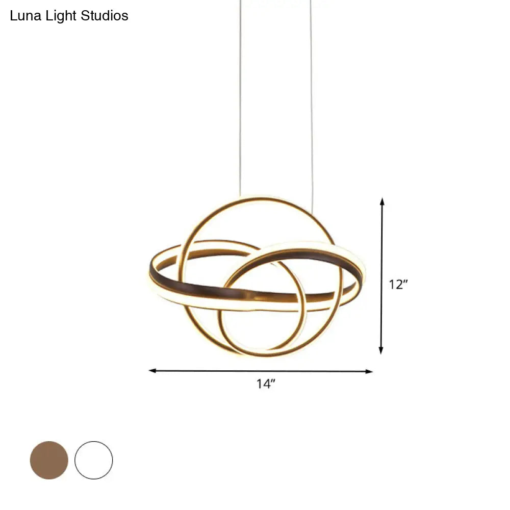 Modern Acrylic Twisted Ceiling Light Fixture - Led Hanging Chandelier In White/Coffee Dining Room