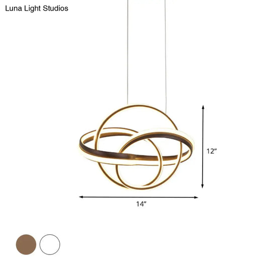 Modern Acrylic Twisted Ceiling Light Fixture - Led Hanging Chandelier In White/Coffee Dining Room