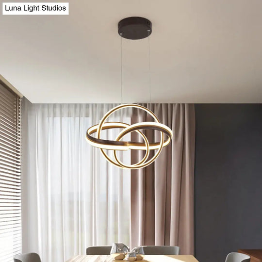 Modern Acrylic Twisted Led Ceiling Light Fixture In White/Coffee For Dining Room - Warm/White