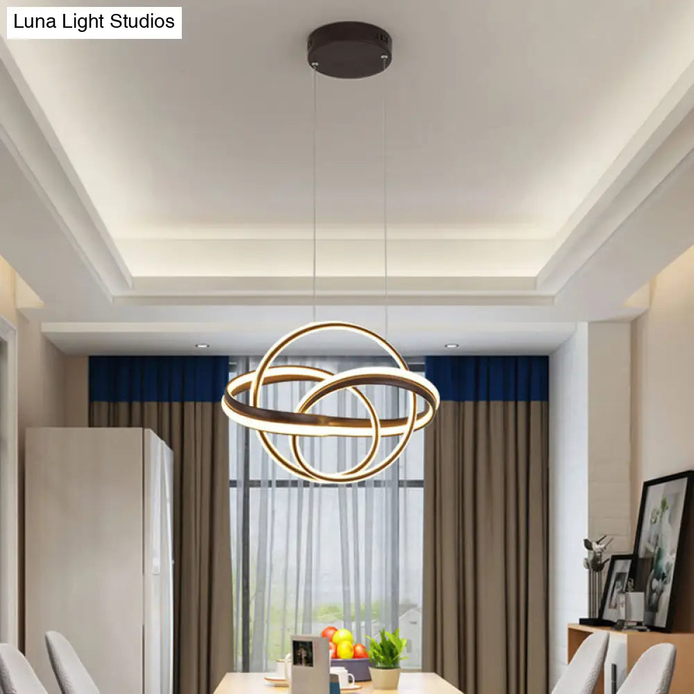 Modern Acrylic Twisted Led Ceiling Light Fixture In White/Coffee For Dining Room - Warm/White