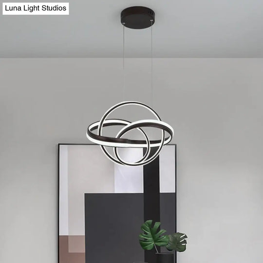 Modern Acrylic Twisted Led Ceiling Light Fixture In White/Coffee For Dining Room - Warm/White