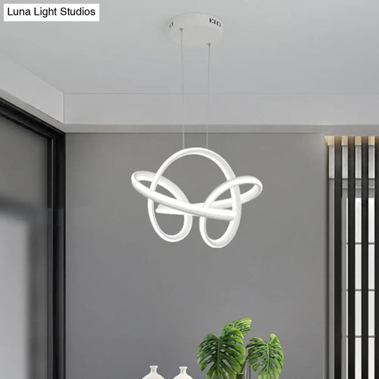 Modern Acrylic Twisted Led Ceiling Light Fixture In White/Coffee For Dining Room - Warm/White