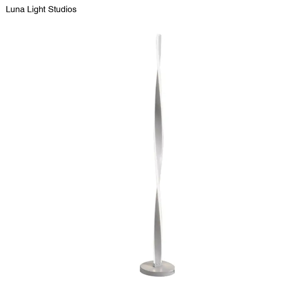 Modern Acrylic Twisted Stick Floor Lamp - Black/White Led Stand Up Light With Spiral Design In