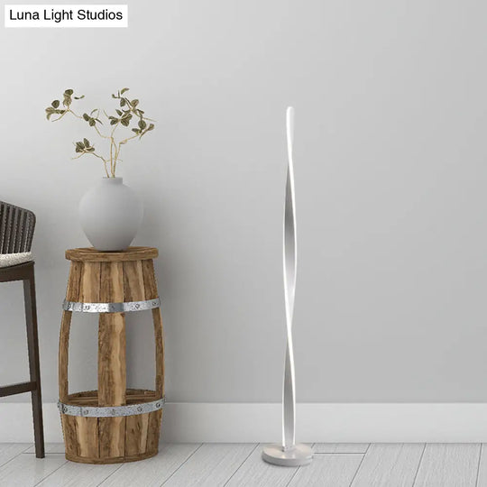 Modern Acrylic Twisted Stick Floor Lamp - Black/White Led Stand Up Light With Spiral Design In