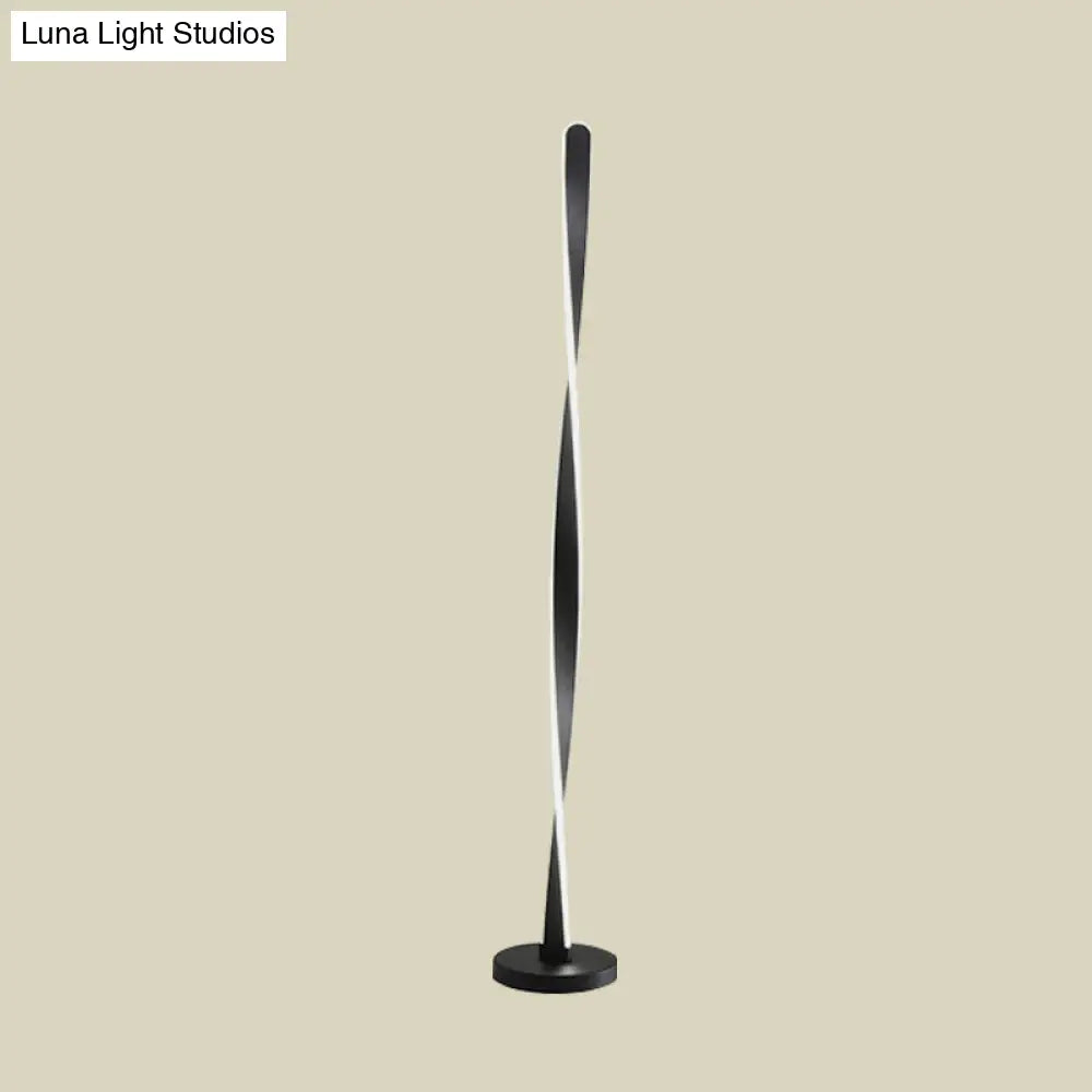 Modern Acrylic Twisted Stick Floor Lamp - Black/White Led Stand Up Light With Spiral Design In