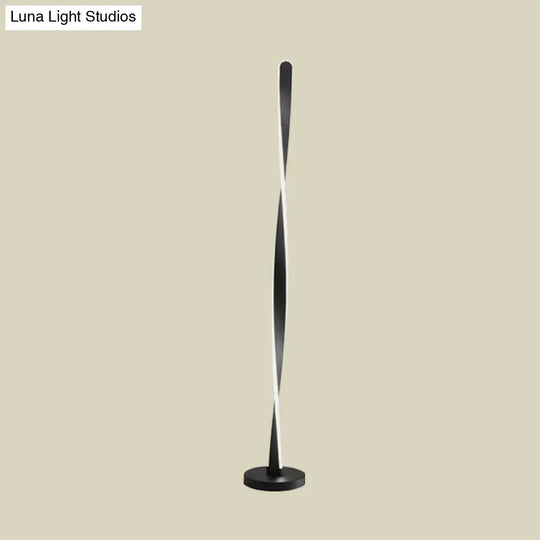 Modern Acrylic Twisted Stick Floor Lamp - Black/White Led Stand Up Light With Spiral Design In