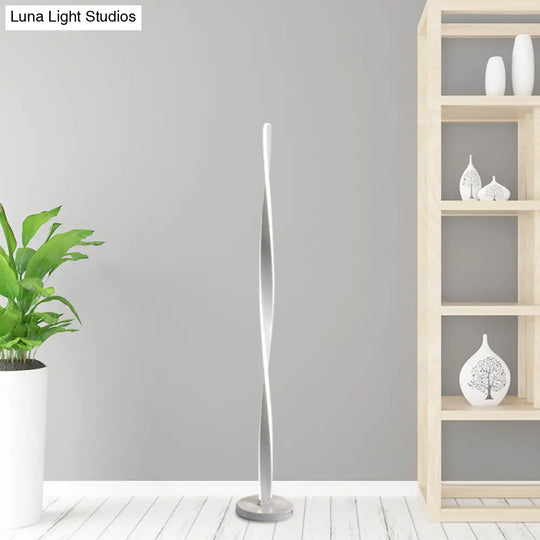 Modern Acrylic Twisted Stick Floor Lamp - Black/White Led Stand Up Light With Spiral Design In