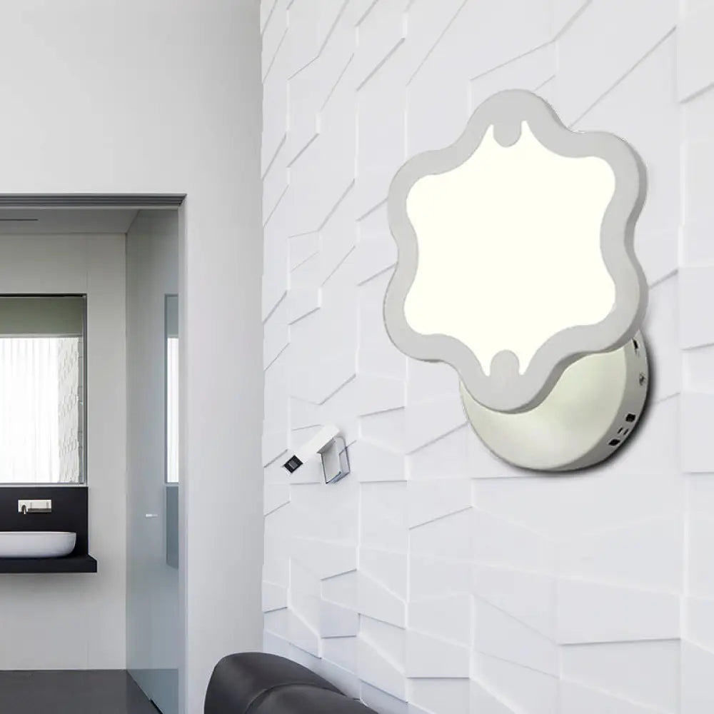 Modern Acrylic Wall Sconce Light - Blossom Hotel Corridor In White Finish