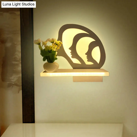 Modern Acrylic Wall Sconce With Shelf For Restaurant And Cafe - White Light