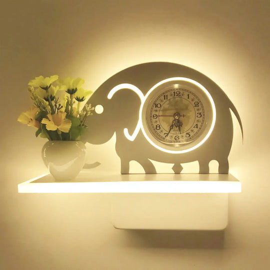 Modern Acrylic Wall Sconce With Shelf For Restaurant And Cafe - White Light / Elephant