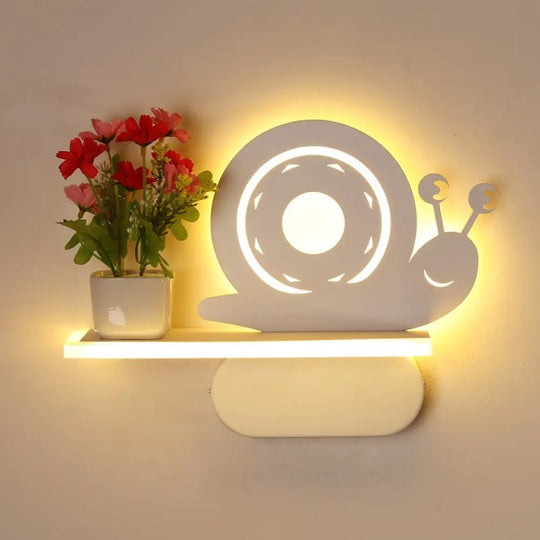 Modern Acrylic Wall Sconce With Shelf - White / Snail