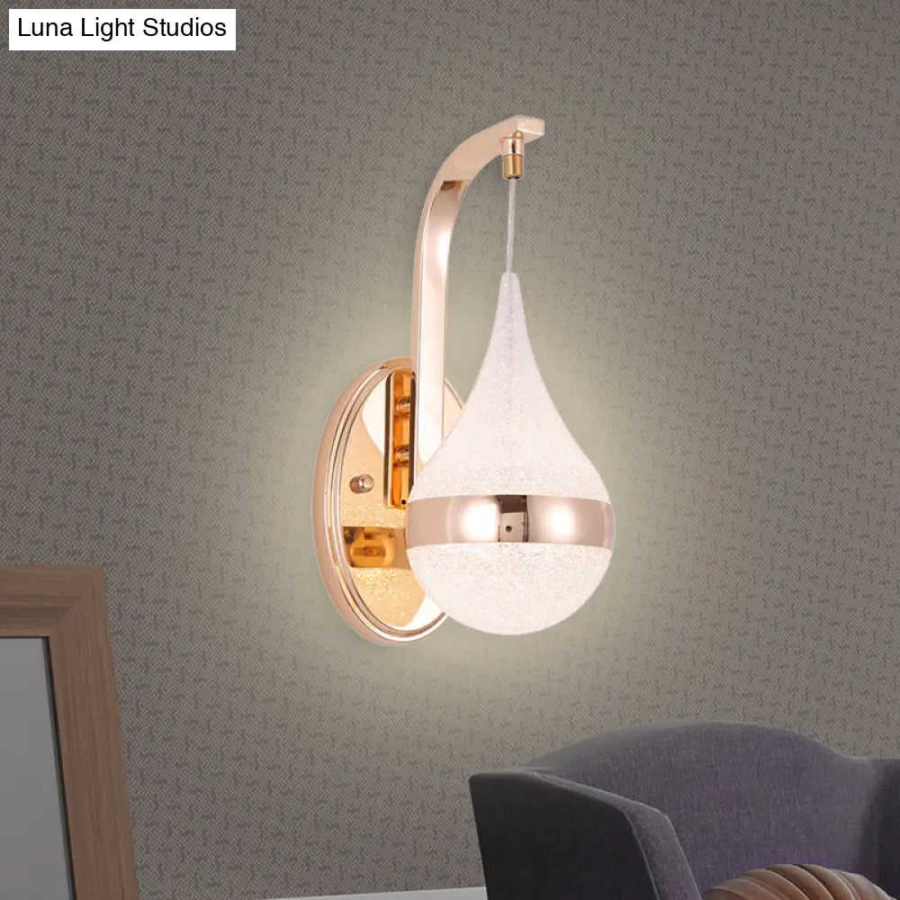 Modern Acrylic Waterdrop Wall Light With Led Gold Backplate - Sconce Lamp