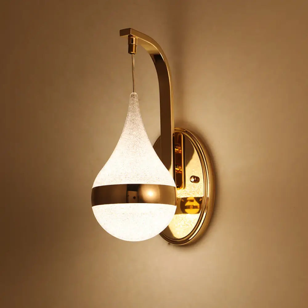 Modern Acrylic Waterdrop Wall Light With Led Gold Backplate - Sconce Lamp