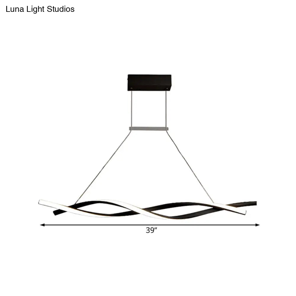 Modern Acrylic Wave Chandelier Led Pendant Lamp In White/Warm/Natural Light - 31.5’/39’/47’ Wide