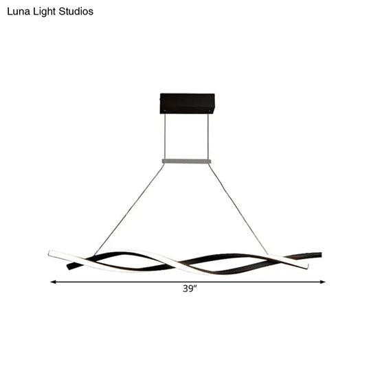 Modern Acrylic Wave Chandelier Led Pendant Lamp In White/Warm/Natural Light - 31.5’/39’/47’ Wide