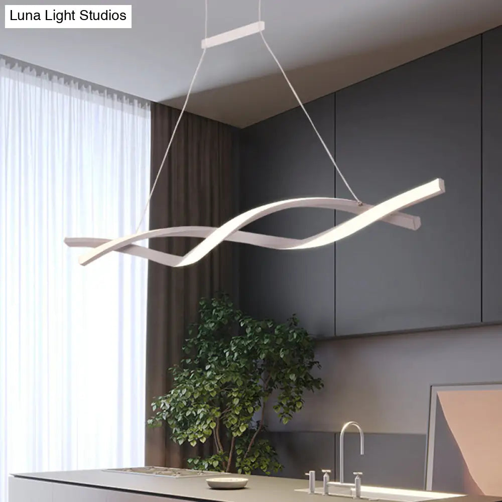 Modern Acrylic Wave Chandelier Led Pendant Lamp In White/Warm/Natural Light - 31.5’/39’/47’ Wide