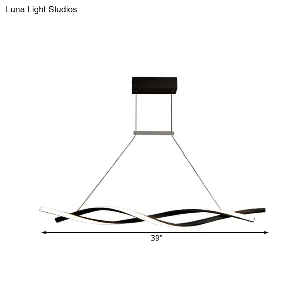 Modern Acrylic Wave Chandelier Pendant Lamp - Led Black/Grey White/Warm/Natural Light 31.5/39/47